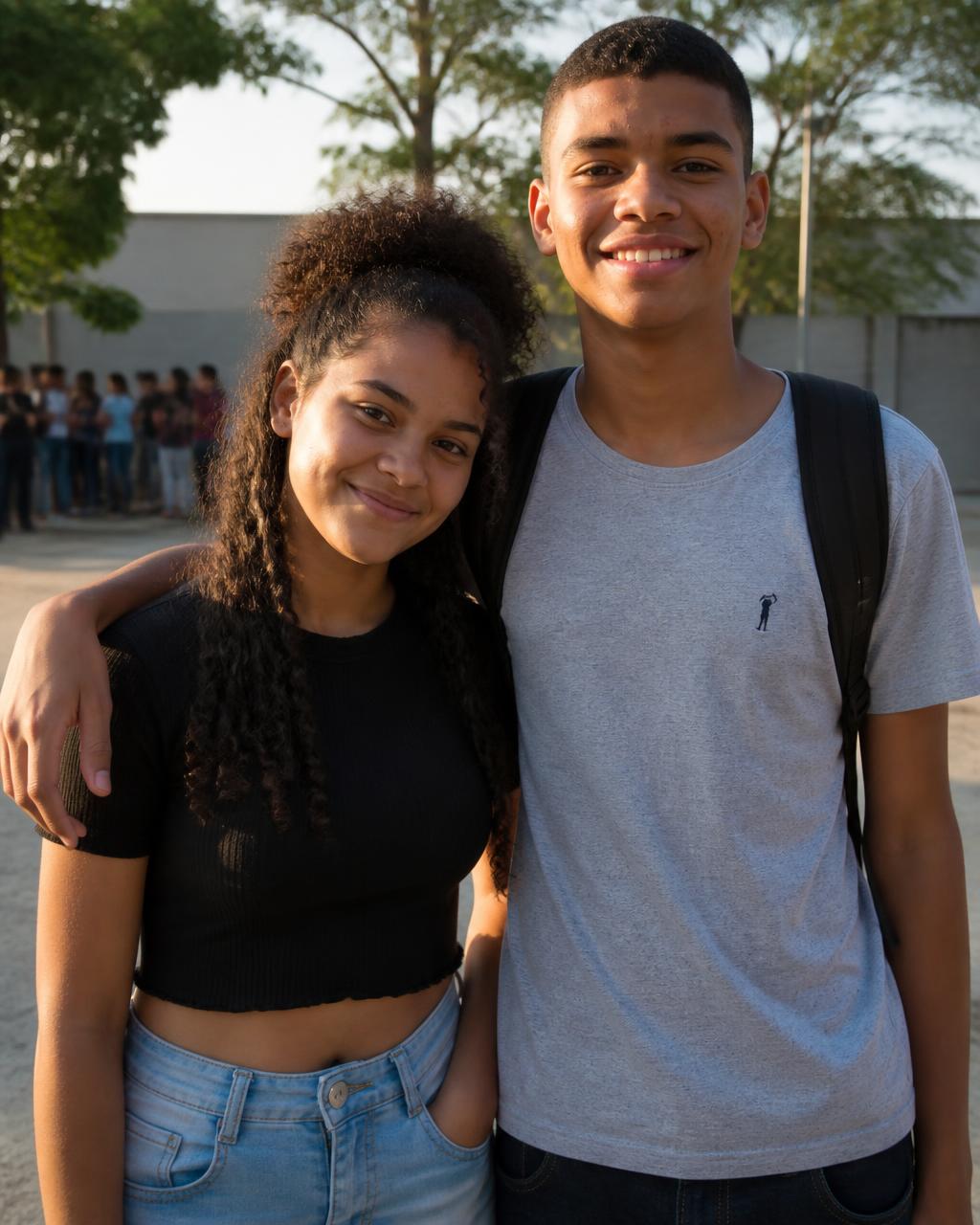 Adolescentes em um ambiente escolar